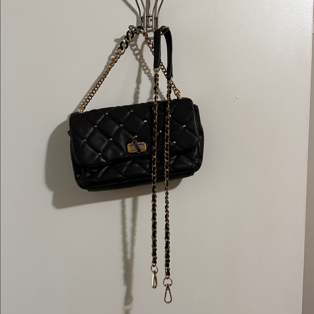 Badgley Mischka Black Quilted Crossbody with Gold Chain - Picture 13 of 16